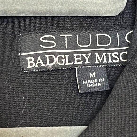 Badgley Mishka Studio Little Black Shift Dress‎ Rhinestone Button Details Medium - Picture 4 of 9